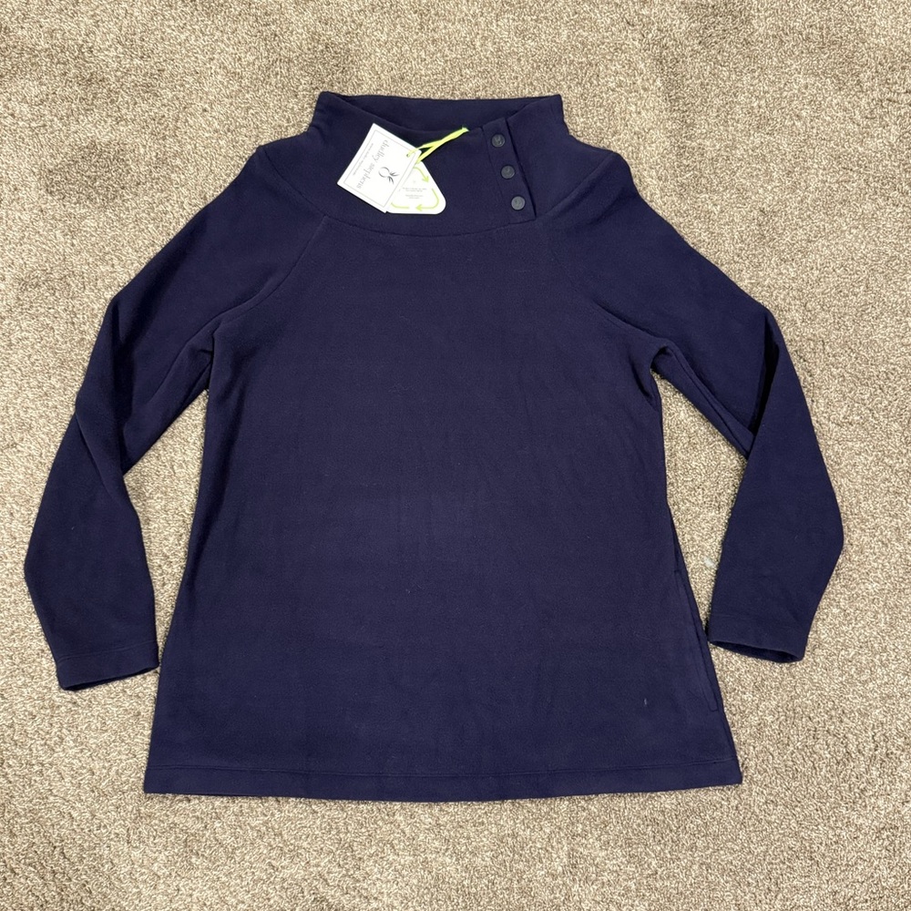 Dudley Stephens Marielle Mock Neck Pullover – Navy | Size L | NWT